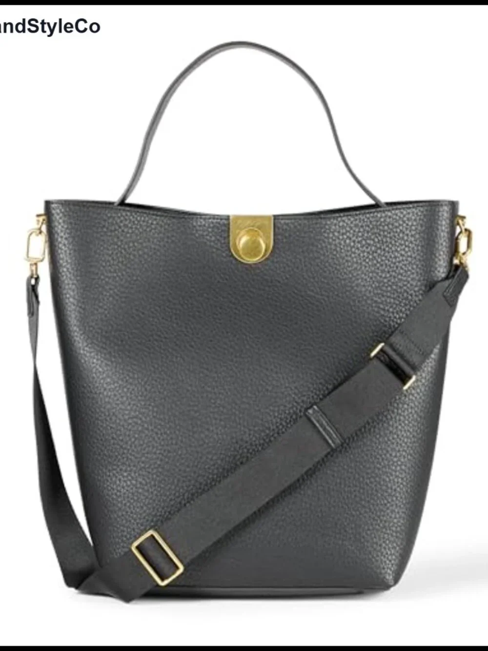 Large Bucket Bag Faux Leather Adjustable Strap